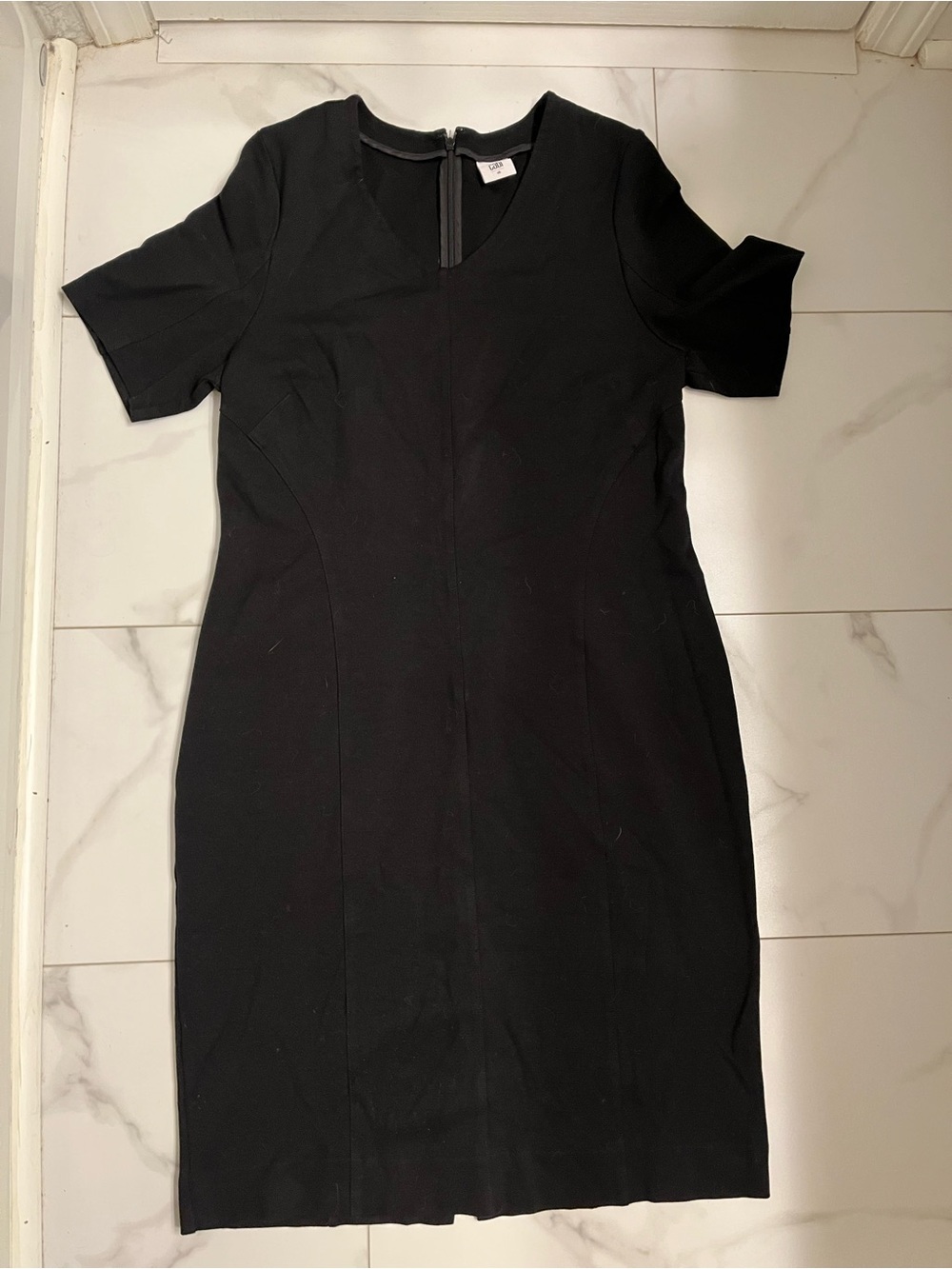 CAbi Black Short-Sleeve Sheath Dress